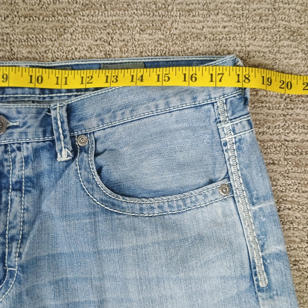 BKE Tyler Jeans Mens 35x31 Light Wash Relaxed Straight Distressed Denim Mint - Picture 5 of 9